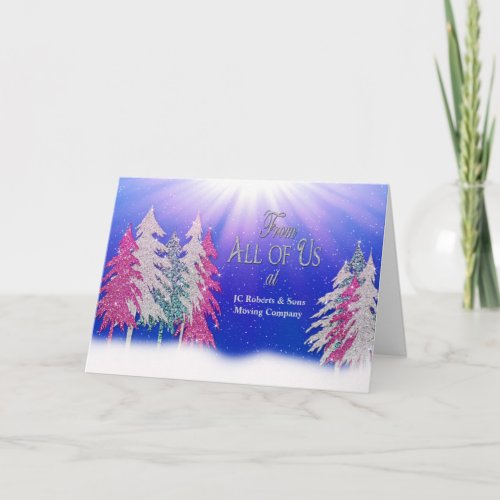 Christmas _ From All of Us _ Glitzy Trees Business Holiday Card