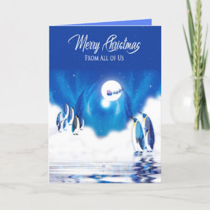 Christmas, from all of us, Penguins Northern Light Card