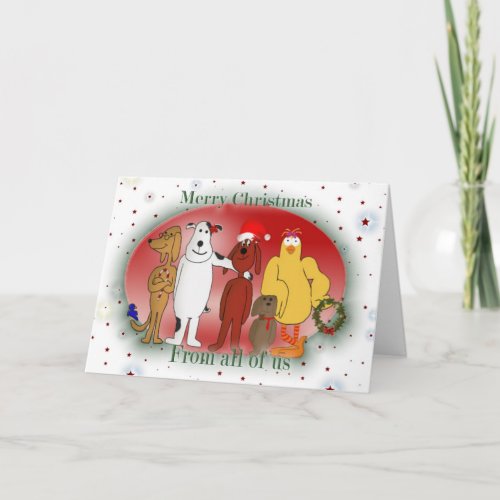 Christmas from Group Cartoon Party Animals Holiday Card