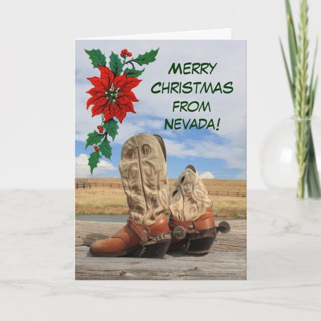 Christmas From Nevada Western Boot Holiday Card (Front)