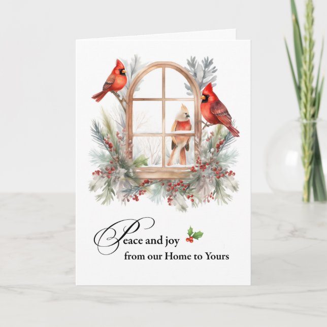 Christmas From Our Home to Yours Cardinal Birds Card (Front)