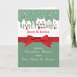 Christmas From Our Home to Yours Light Green Bow Card