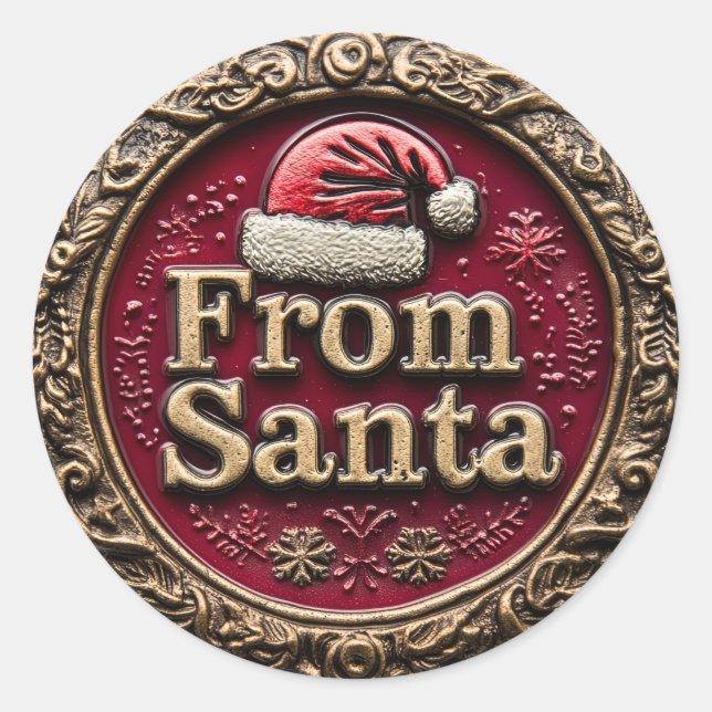 Christmas From Santa Classic Round Sticker (Front)