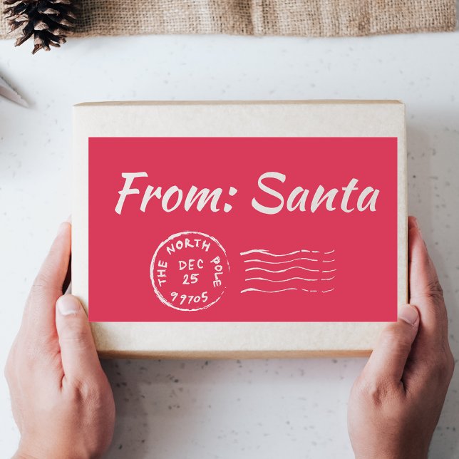 Christmas From Santa Pink Gift Tag Label Sticker (Creator Uploaded)