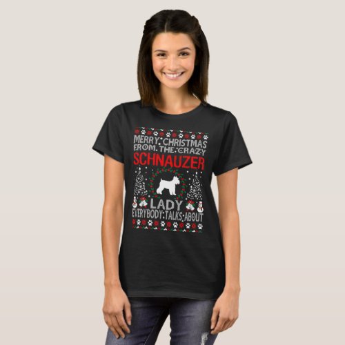 Christmas From Schnauzer Dog Lady Ugly Sweater Tee