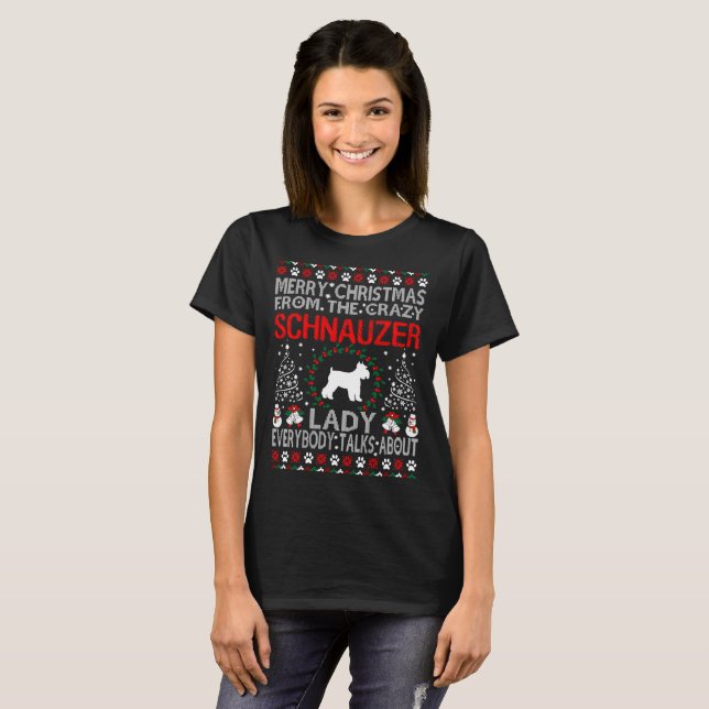 Christmas From Schnauzer Dog Lady Ugly Sweater Tee (Front Full)