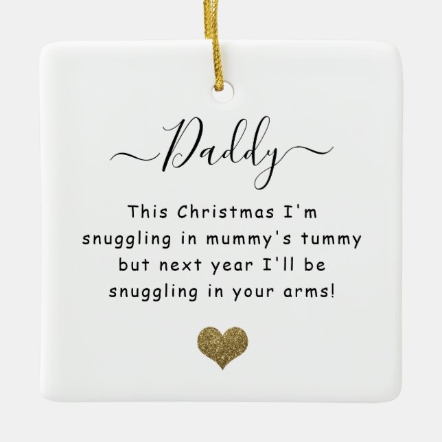 Christmas from the bump dad to be ceramic ornament (Front)
