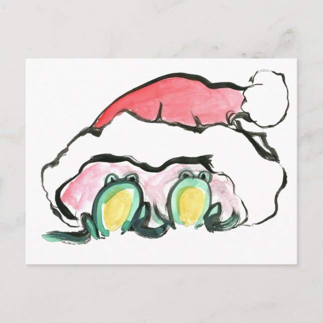 Christmas Frong Dup - Sumi-e Holiday Postcard (Front)