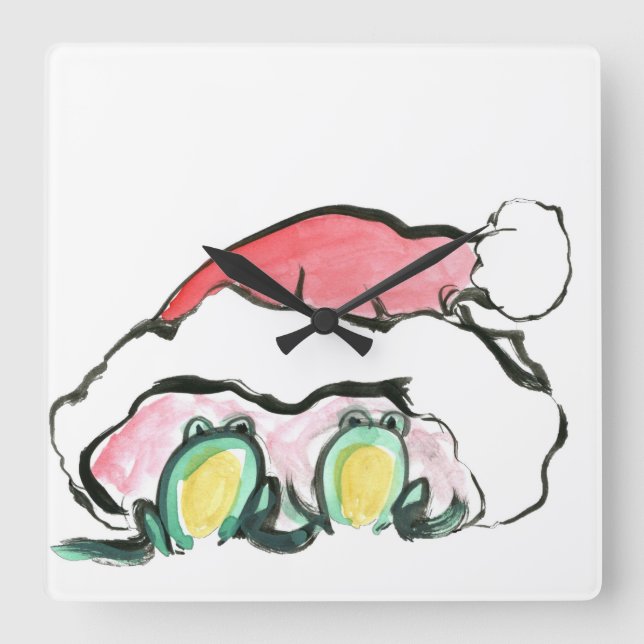 Christmas Frong Dup - Sumi-e Square Wall Clock (Front)