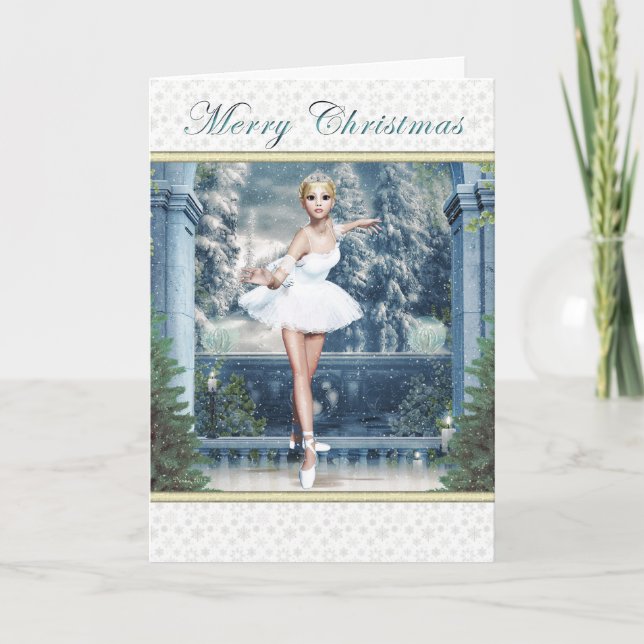 Christmas Frost Princess Ballerina Greeting Card (Front)