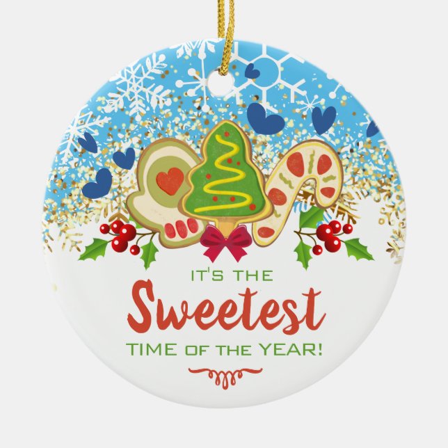 Christmas frosted cookies baking bakery winter ceramic ornament (Front)