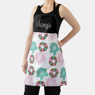 Christmas Frosted Donuts Doodle Art Pattern Apron