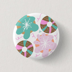 Christmas Frosted Donuts Pink Doodles Button