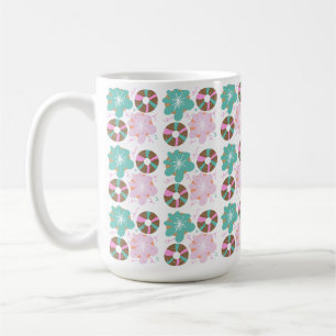 Christmas Frosted Donuts Pink Doodles Coffee Mug