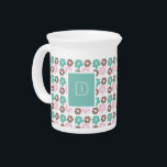 Christmas Frosted Donuts Pink Doodles Initial  Beverage Pitcher<br><div class="desc">Doodle Frosting Donuts Pattern</div>