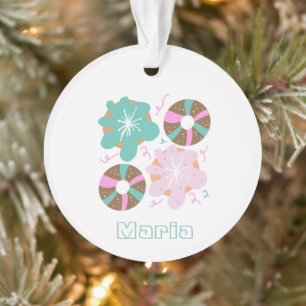 Christmas Frosted Donuts Pink Doodles Ornament