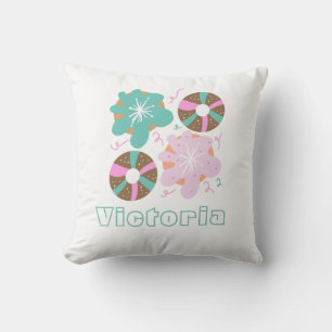 Christmas Frosted Donuts Pink Doodles Throw Pillow