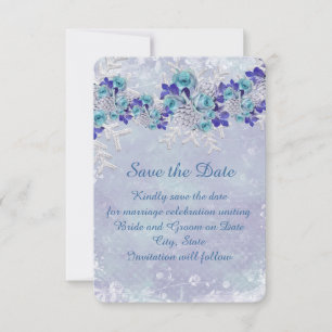 Christmas Frosty Blue Roses Save the date