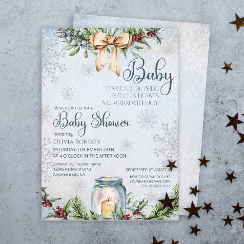 Christmas Frosty Snowly Winter Baby Shower Invitation