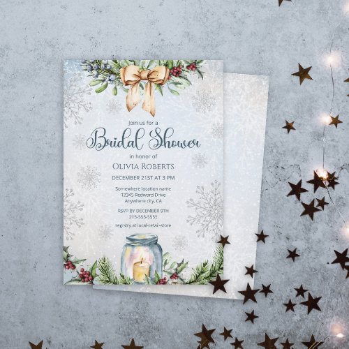 Christmas Frosty Snowly Winter Bridal Shower Invitation
