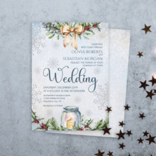 Christmas Frosty Snowly Winter Wedding Invitation