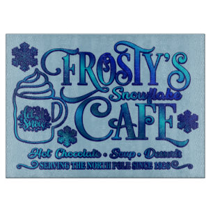 Christmas Frosty's Snowflake Cafe Cutting Board