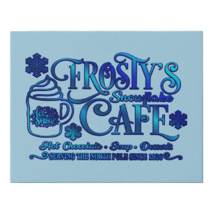 Christmas Frosty's Snowflake Cafe Faux Canvas Print