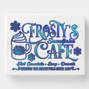 Christmas Frosty's Snowflake Cafe Wooden Box Sign