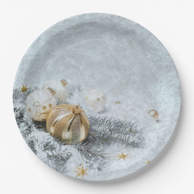 Christmas frozen ornaments paper plates (Front)