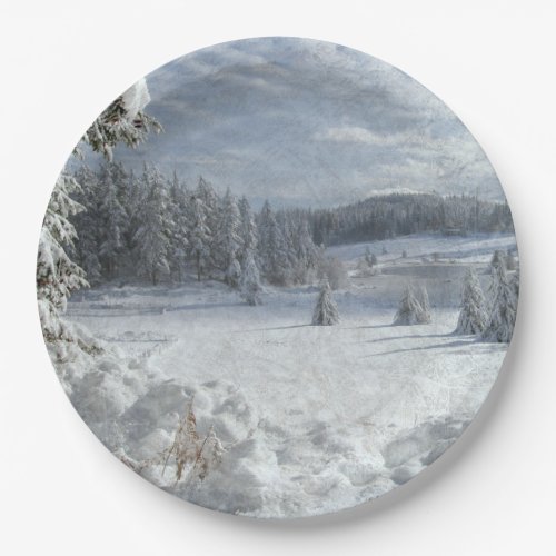 Christmas frozen scenery landscape paper plates