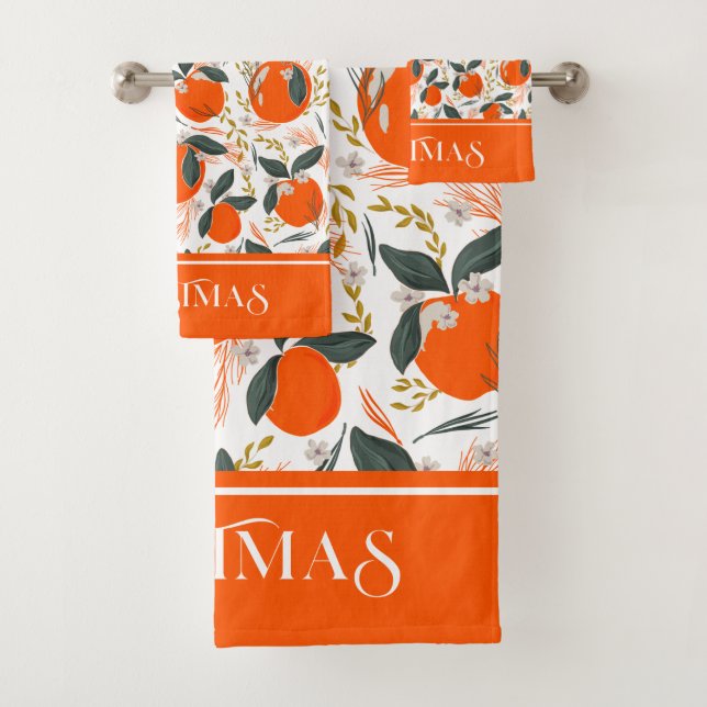 Christmas fruit and flowers pattern bath towel set (Insitu)