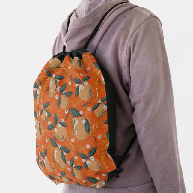 Christmas fruit and flowers pattern drawstring bag (Insitu)