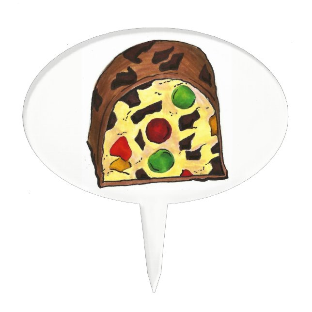 Christmas Fruit Cake Slice Fruitcake Holiday Xmas Topper (Front)