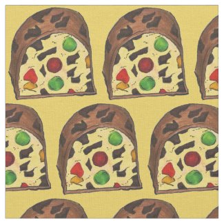 Christmas Fruit Cake Slice Holiday Fruitcake Xmas Fabric