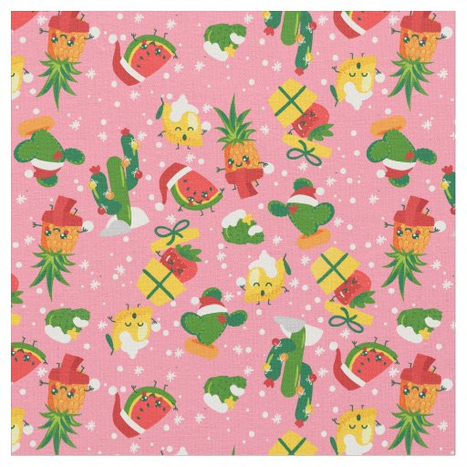 christmas fruit strawberry watermelon lemon  fabric
