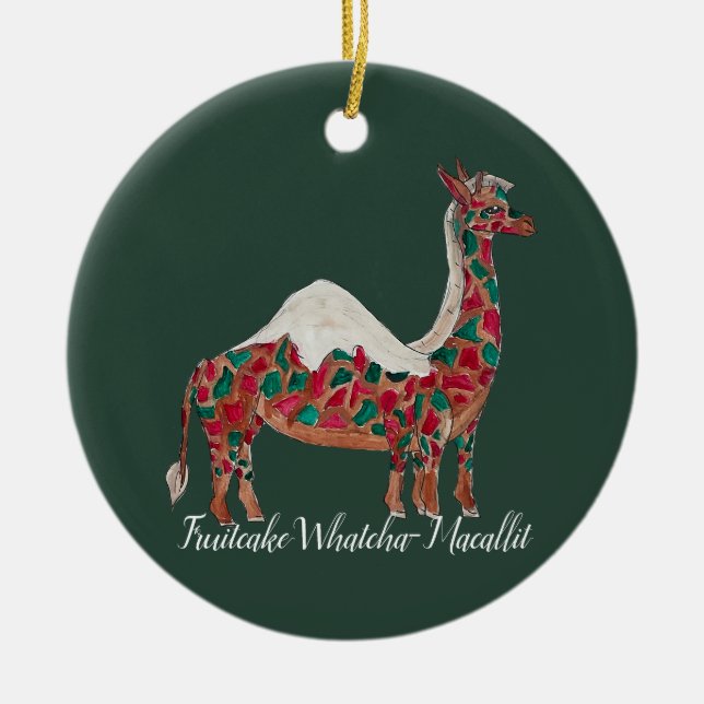 Christmas Fruitcake giraffe/camel Ceramic Ornament (Front)