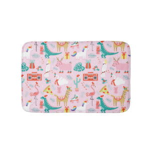 Christmas Fun: Animal Seamless Pattern. Bath Mat