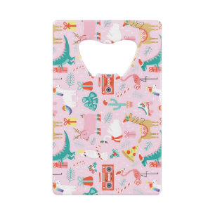 Christmas Fun: Animal Seamless Pattern. Credit Card Bottle Opener