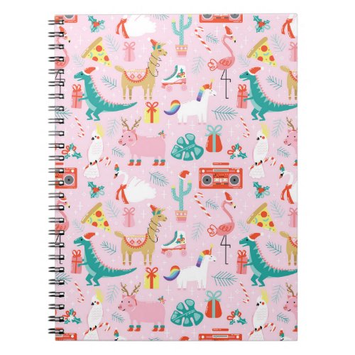 Christmas Fun Animal Seamless Pattern Notebook