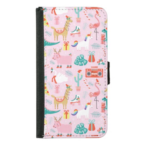 Christmas Fun Animal Seamless Pattern Samsung Galaxy S5 Wallet Case