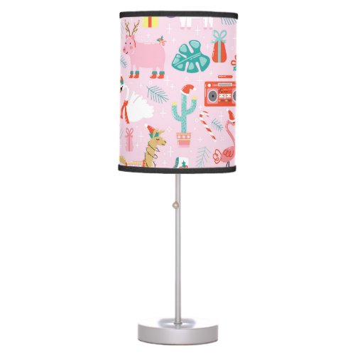 Christmas Fun Animal Seamless Pattern Table Lamp