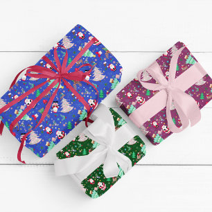 Christmas Fun Ditzy Santa Wrapping Paper Sheets