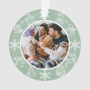 Christmas Fun Double Sided Name & Year Photo Orn Ornament