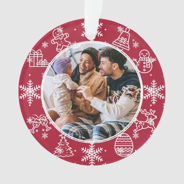 Christmas Fun | Double Sided Name & Year Photo Ornament (Front)