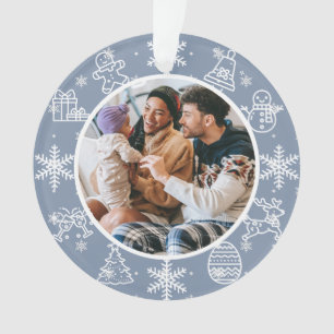 Christmas Fun Double Sided Name & Year Photo Ornament