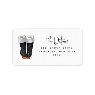Christmas Fun Festive Santa's Boots  Return Addres Label