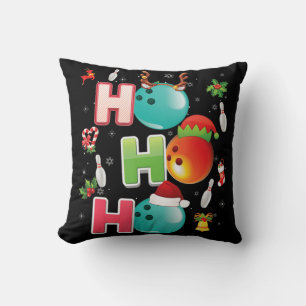 Christmas Fun Ho Ho Ho Bowling Pajama Santa Lover Throw Pillow