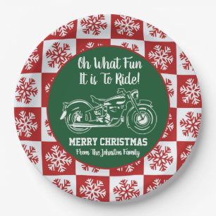 Christmas Fun Motorcycle Snowflake Holiday Family Paper Plates