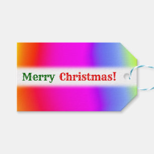 Christmas; Fun Multicolored Rainbow-Like Pattern Gift Tags