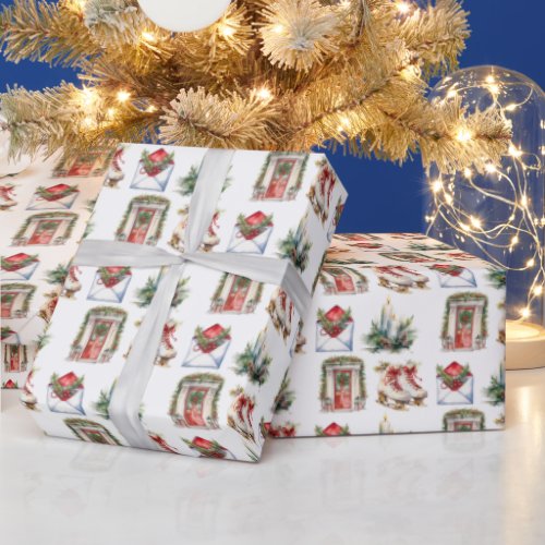 Christmas Fun On White Background Wrapping Paper